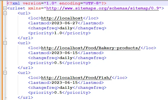 Shopware sitemap for demo store