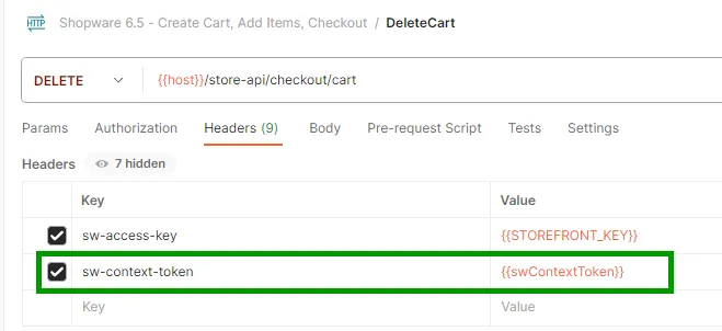 DELETE/checkout/cart endpoint