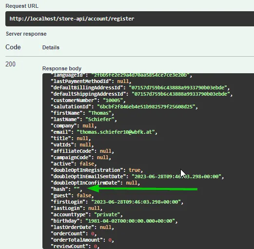 Empty hash returned for registration