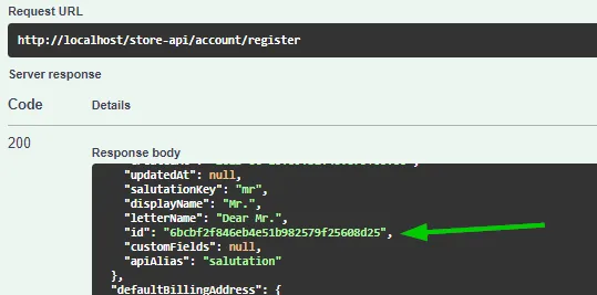 Customer ID in the response body