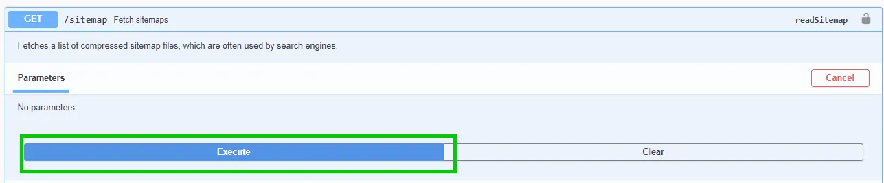 Execute GET/sitemap