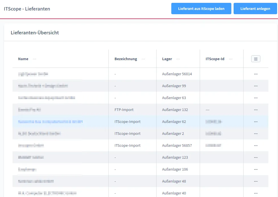 Admin: Lieferanten können direkt in Shopware gepflegt werden.
